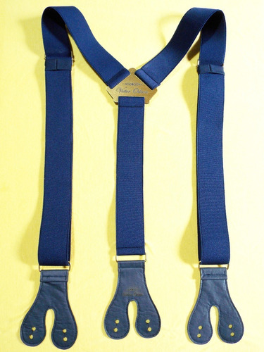 Tirador Pantalón Suspenders Doble Ojal Azul Mar Dorado 4cm