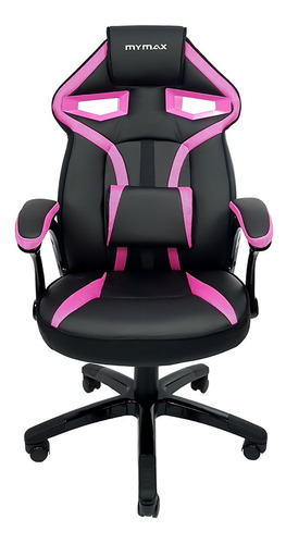 Cadeira de escritório Mymax MX1 gamer ergonômica  preto e rosa com estofado de couro sintético