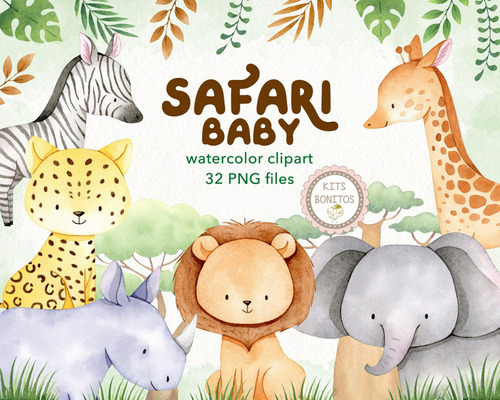 Kit Cliparts Imagenes Png Animales Bebes Selva Safari 