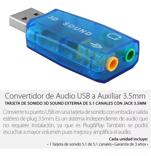 Tarjeta Sonido Usb 2.0 5.1 Canales Adaptador Audio 3d Lap Pc