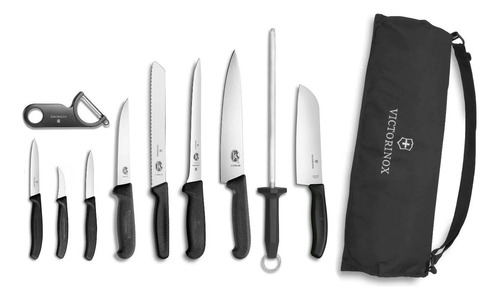 Set 11 Pza Cuchillos Y Accesorios Chef Con Funda Victorinox