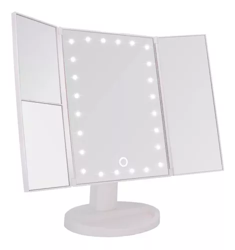 Espejo De Maquillaje Pantalla Táctil Luz Led Giratorio 180