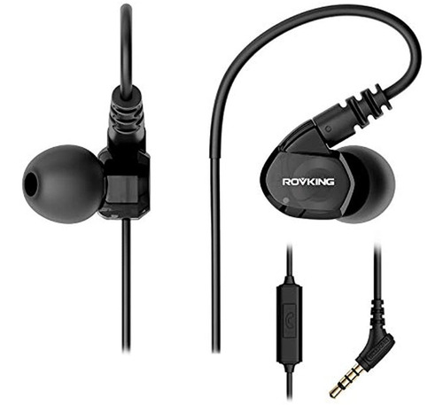 Rovking Auriculares Para Correr Con Cable, Auriculares Audit Color Black