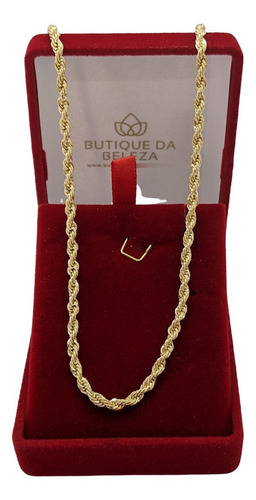 Cordão Torcido Folheado A Ouro 18k 50cm Semijoia