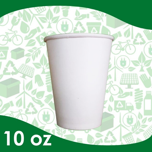 Vaso Blanco De Papel Biodegradable De 10 Oz X 50 Unidades