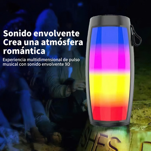 Bocina Bluetooth Portátil Inalambrica Altavoz Recargables TWS Con USB,Interfaz De Tarjeta TF y Función FM,Con LED Color Negro