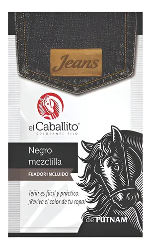 El Caballito Jeans Colorante Para Ropa Negro Mezclilla 20g