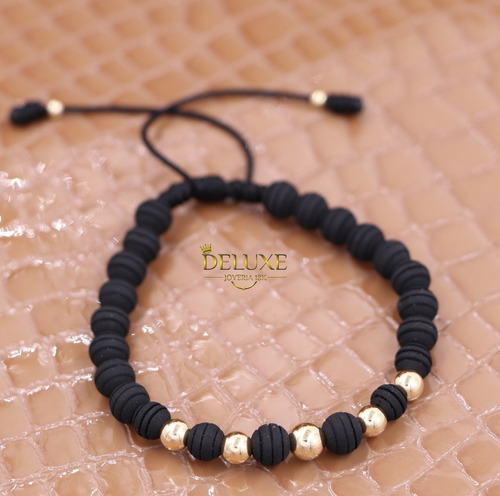 Brazalete Negro Oro  Laminado 18k 