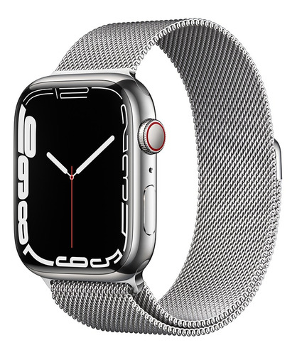 Apple Watch Series 7 (GPS + Cellular, 45mm) - Caja de acero inoxidable color plata - Pulsera Milanese Loop plata