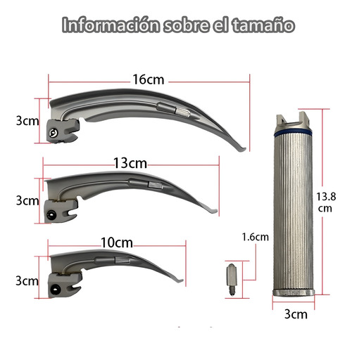 Set Estuche De Laringoscopia Luz Led Fibra Óptica