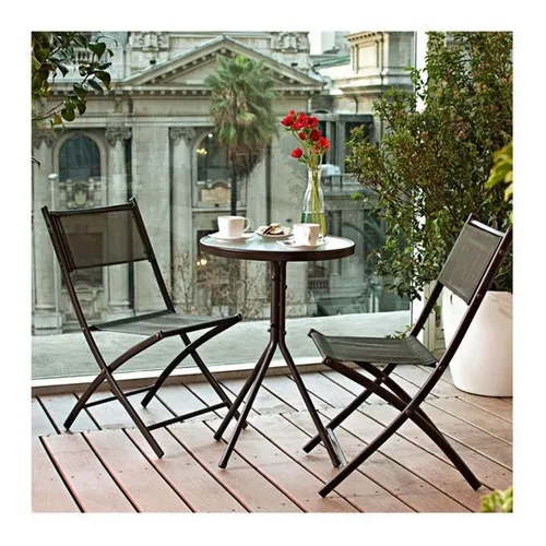 Set De Jardin Balcon Importado Capuchino Mesa Circ Sillas