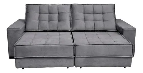 comprar Sofá Retrátil e Reclinável Molas Ensacadas e Pillow Top 3.10m Pluma Cinza Coliseu Sofá Casa