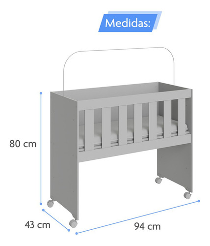 Mini Berço Multifuncional C/ Colchão E Rodizio Branco 5x1 Mesa Infantil Recreativa E Trocador Decormobily