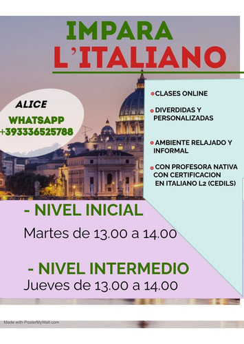 Imagen 2 de 3 de Clases De Italiano Con Profesora Nativa Certificada
