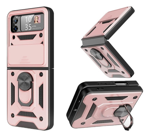 Para Samsung Z Flip 3/z4 Funda Cámara Color Oro Rosa