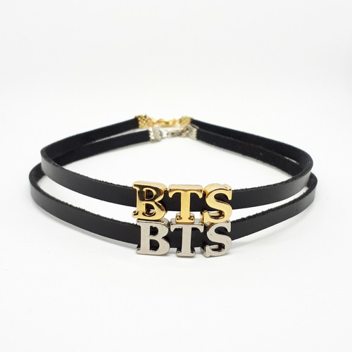 Colar Bts Chocker Couro Dourado Ou Prata - 1 Unid