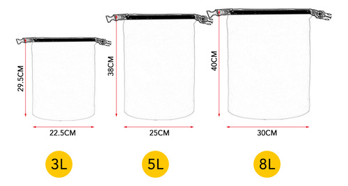 Paquete De 3 Sacos Secos Ultraligeros De 3l+5l+8l Para Acamp