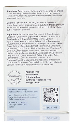 Advanced Clinicals Hyaluronic Acid Facial Cream Hidrataçã...