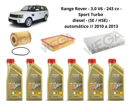 Kit Revisao Troca De Oleo Land Rover Range Rover 3.0 10 A 13