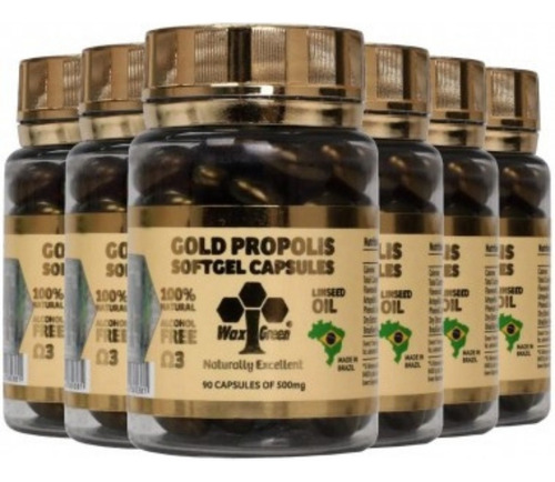 Kit 6 Própolis Verde Gold 87% Extrato - 90 Caps - Wax Green Sabor Característico