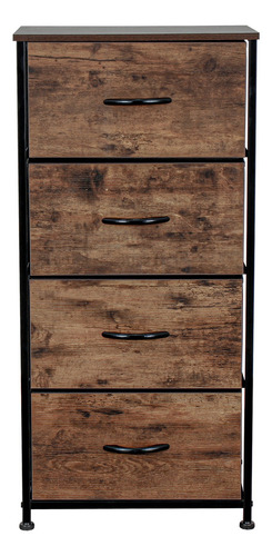 Mu:4life Cómoda De 4 Cajones De Tela Y Mdf, Estructura Metal Color Atigrado