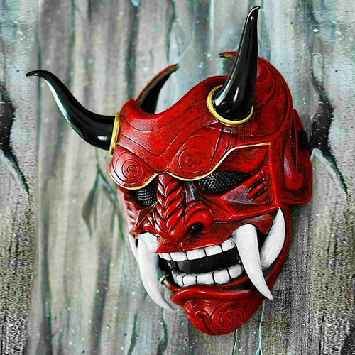 . Máscara De Diablo Rojo Hannya Demon Oni Samurai Noh Kabuk