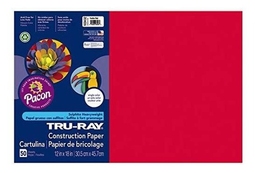 Tru-ray Peso Pesado Papel De Construcción, Rojo Festivo, 12 