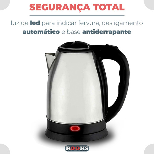 Hui Chaleira Elétrica De Inox Jarra 1.8l 1100w Desligamento