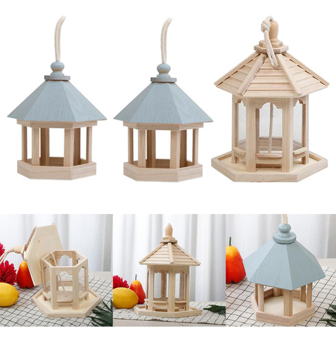 3 Piezas De Colgante Gazebo Comedero Para Pájaros Jardín