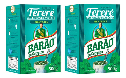 Kit 2 X Erva Mate Tereré Menta Ice Barão Sem Glúten  500g