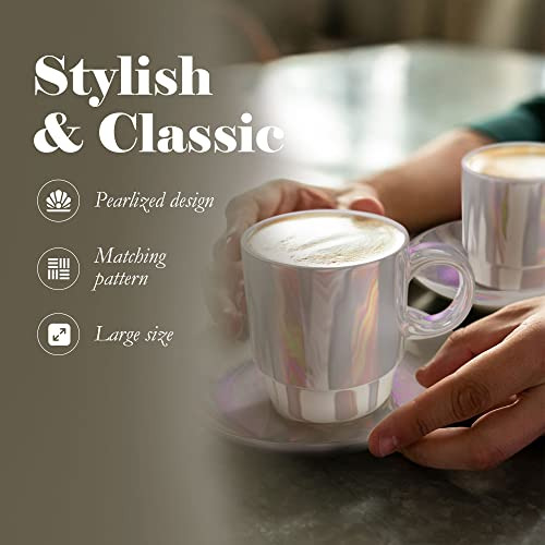 Juego 4 Tazas Café Cerámica Apilables Con Estante