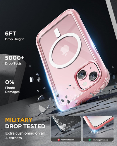 Funda Magnética Para iPhone 15, 15 Plus, 15 Pro, 15 Pro Max, Con Protector De Pantalla De Cristal, A Prueba De Caídas Militares, Protector Magsafe