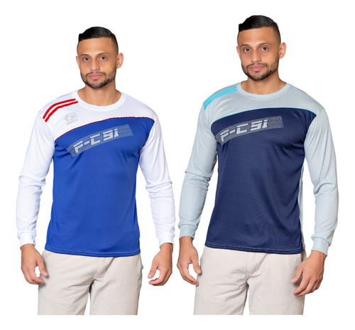 Kit-02 Camiseta Masculina Dry Fit Academia Manga Longa