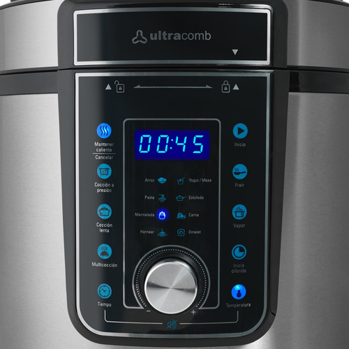 Olla Electrica A Presion Ultracomb Ps4006 1000w 6lts Digital Plateado
