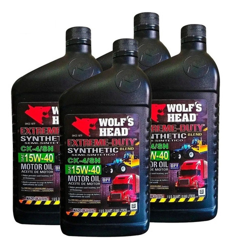 Aceite 15w40 Semi-sintetico Wolfs Head Made In Usa 4 Litros
