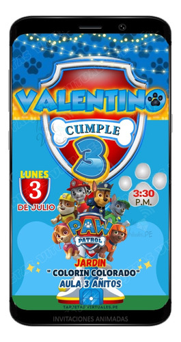 Tarjeta Digital Con Tematica De Paw Patrol