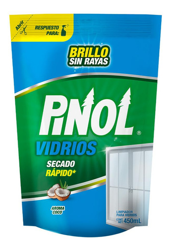 Pinol Poder Limpiador Vidrios Y Superficies Pouch 450 Ml