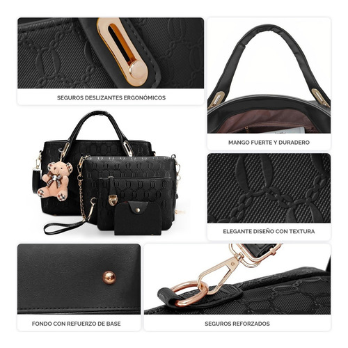 Bolsa Para Dama Mujer Impermeables Set 4 Pzs Calidad Premium
