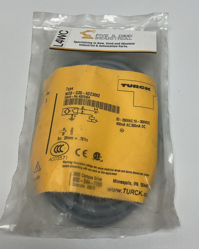 Turck Ni20-g30-adz30x2 Proximity Sensor 20-250 Vac, Ccx
