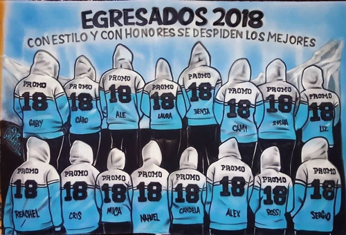 Imagen 3 de 8 de Bandera De Egresados Graffiti Mural