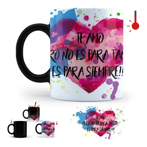 Imagen 3 de 3 de Taza Mágica San Valentín Corazón Pareja Amor