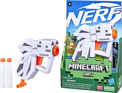 Nerf Microshots Minecraft Ghast Mini Blaster,incluye 2dardos