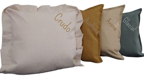 Imagen 4 de 6 de Set 4 Fundas Almohadón 40x40 Tusor 1 Con Volado Y 3 Lisas