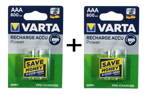 Pilas Recargables Varta Aaa 800mah 1.2v X 4u Ni-mh Pre Carga