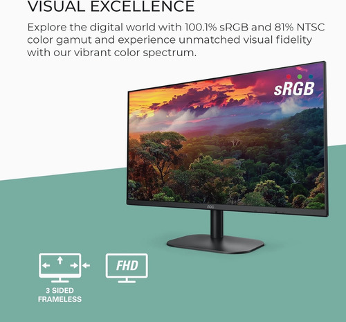 Monitor Aoc Con Pantalla De 27 1920x1080, 100hz, 101% Srgb Negro (Usado)