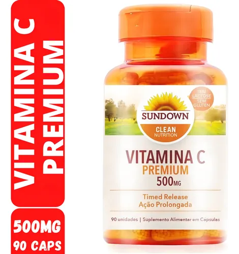 Vitamina C, 500 mg, 90 cápsulas de liberación prolongada, sabor a la puesta de sol, cápsulas sin sabor