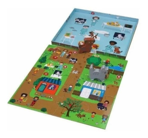 Imagen 2 de 4 de Mi Pequeña Ciudad Veterinaria Estacion Animales + Puzzle 12p