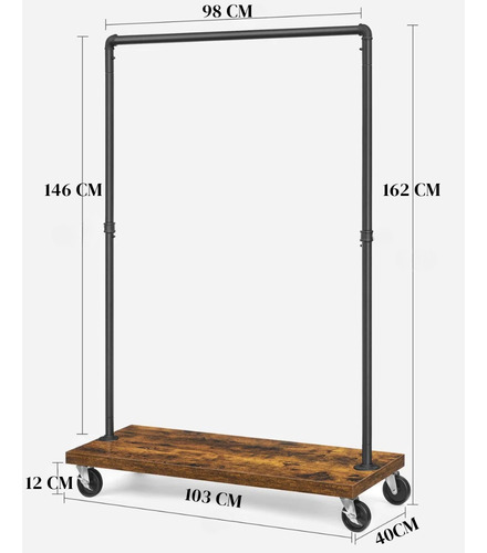 Perchero Industrial Con Ruedas 160cm X 100cm - Hasta 100kg Elegible