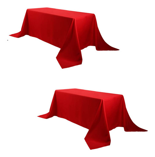 Mantel Rectangular Rojo De Poliéster 228x335 Cm Lavable Id