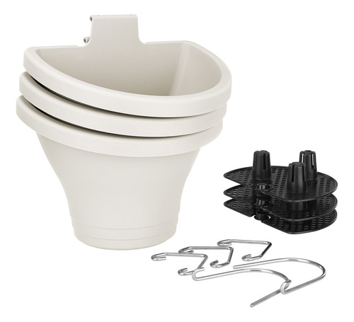 Maceta De Pared De Plástico Blanco Con 3 Macetas Y 2 Ganchos